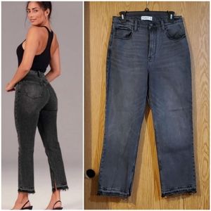 Abercrombie & Fitch Gray Ankle Straight Ultra High Rise Jeans CURVE LOVE